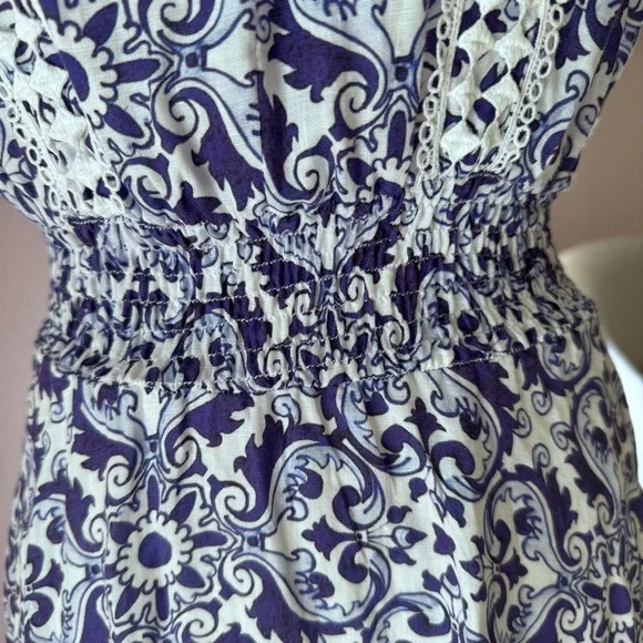 Temptation Positano Ieranto Dress Ceramica Blue Linen Size Medium - Picture 6 of 13